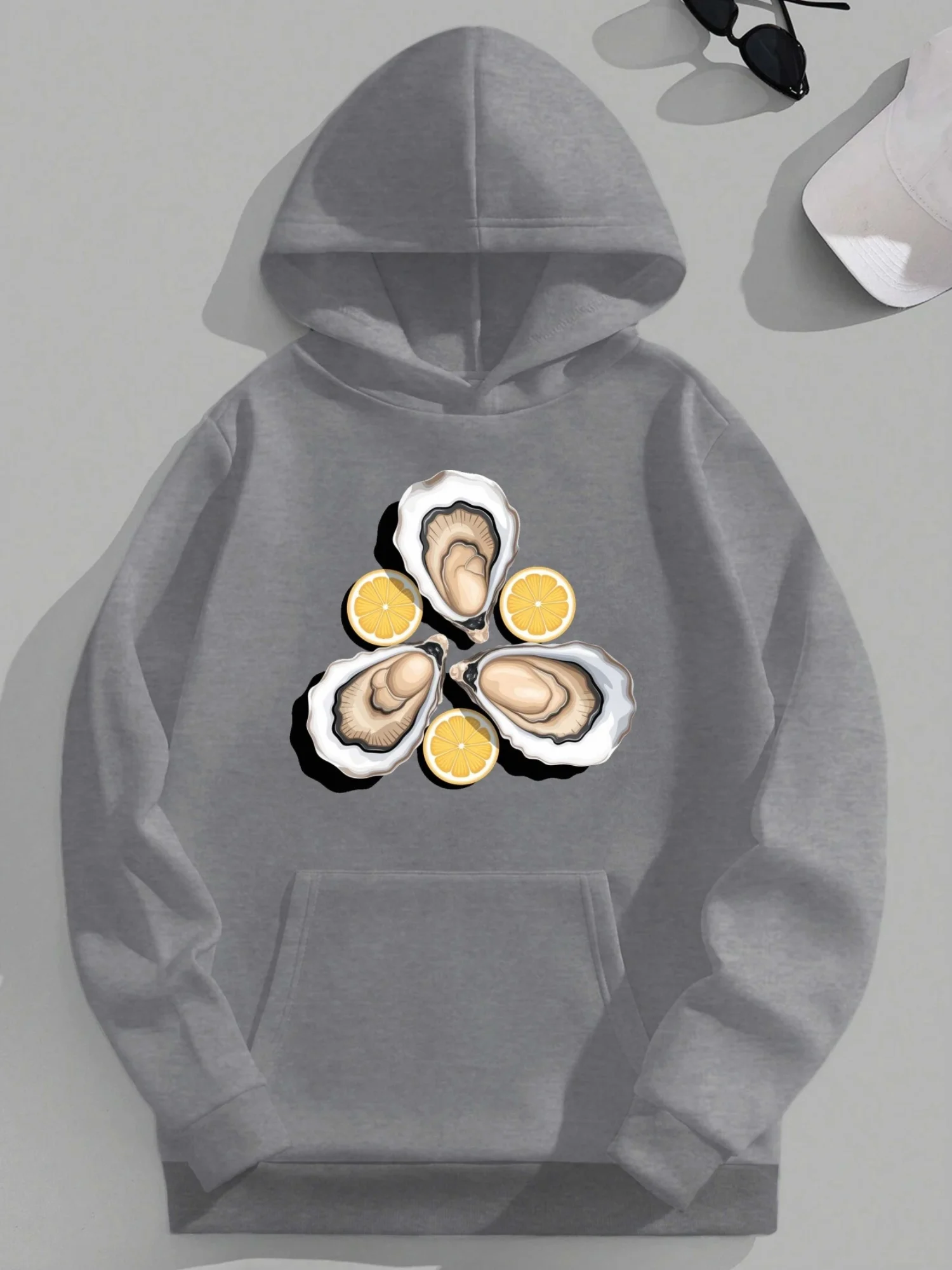 Oyster Lemon Marine Bounty Men'S Plus Size Hoodies | Casual Loose-Fit Long Sleeve Hooded Non-Stretch Fabric