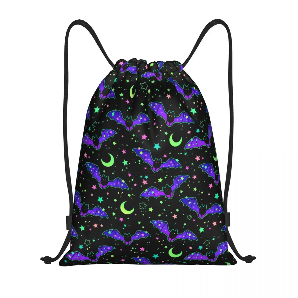 Custom Halloween Witch Pumpkin Bats Magic Mysterious Horror Witch Drawstring Backpack Bags Gym Sports Sackpack Sacks for Yoga