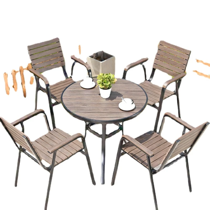 ZL Outdoor Simplicity Leisure Balcony Tea Table and Chair Courtyard Antiseptic Wood Garden