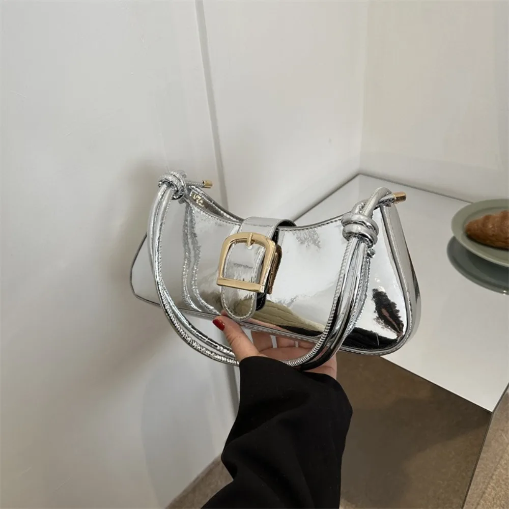 

Portable Leather Evening Party Bag Hasp Solid Color Underarm Bag Magnetic Buckle Square PU Shoulder Bag Streetwear