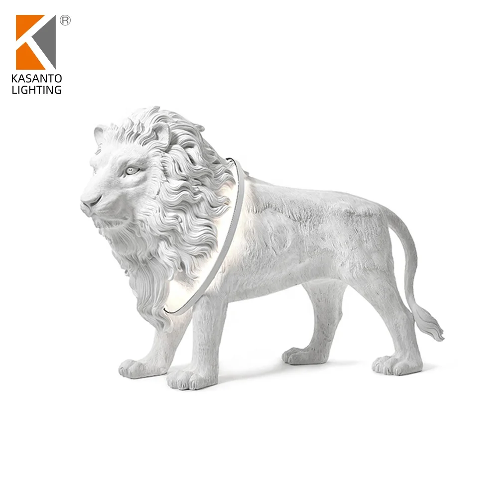 hot sale vintage animal resin lion head ring led corner floor lamp for hotel shop living room office decoration from zhongshan