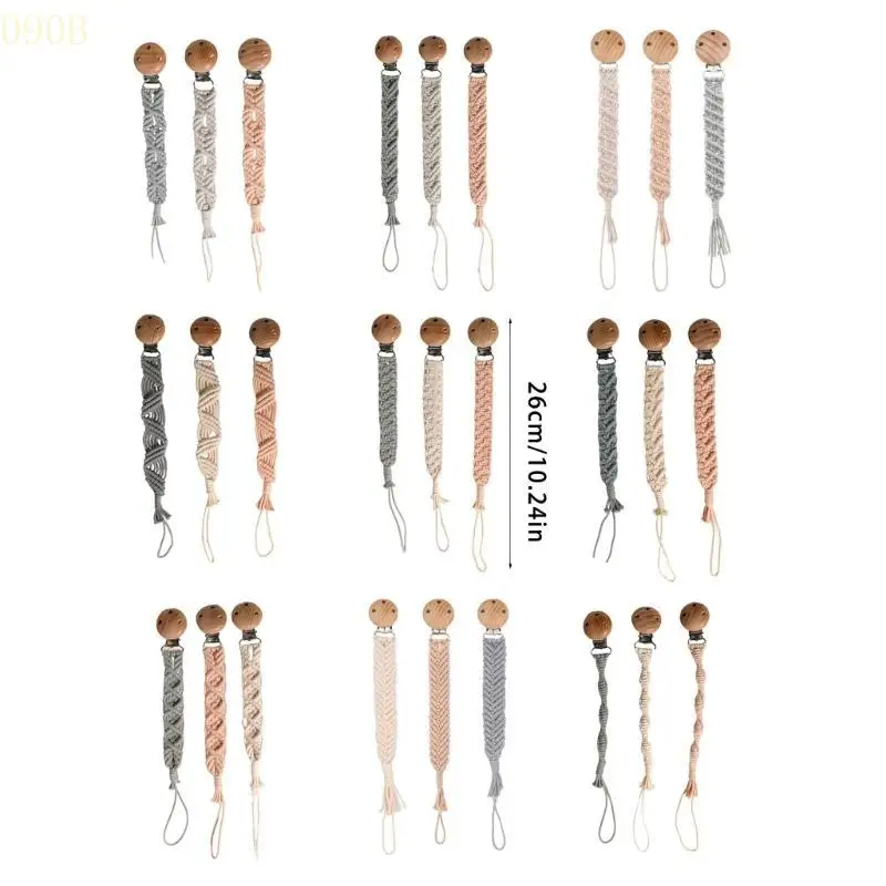 

090B Pack of 3Pcs Pacifier Clip Chain for Baby Soft and Safe Infants Soother Holder Rope Prevent Loss and Contamination
