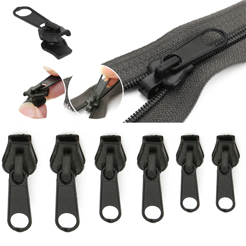 

6Pcs 3 Sizes Plastic Zipper Universal Instant Fix Zipper Repair Kit Replacement Zip Slider Teeth Rescue For DIY Clothing Sew