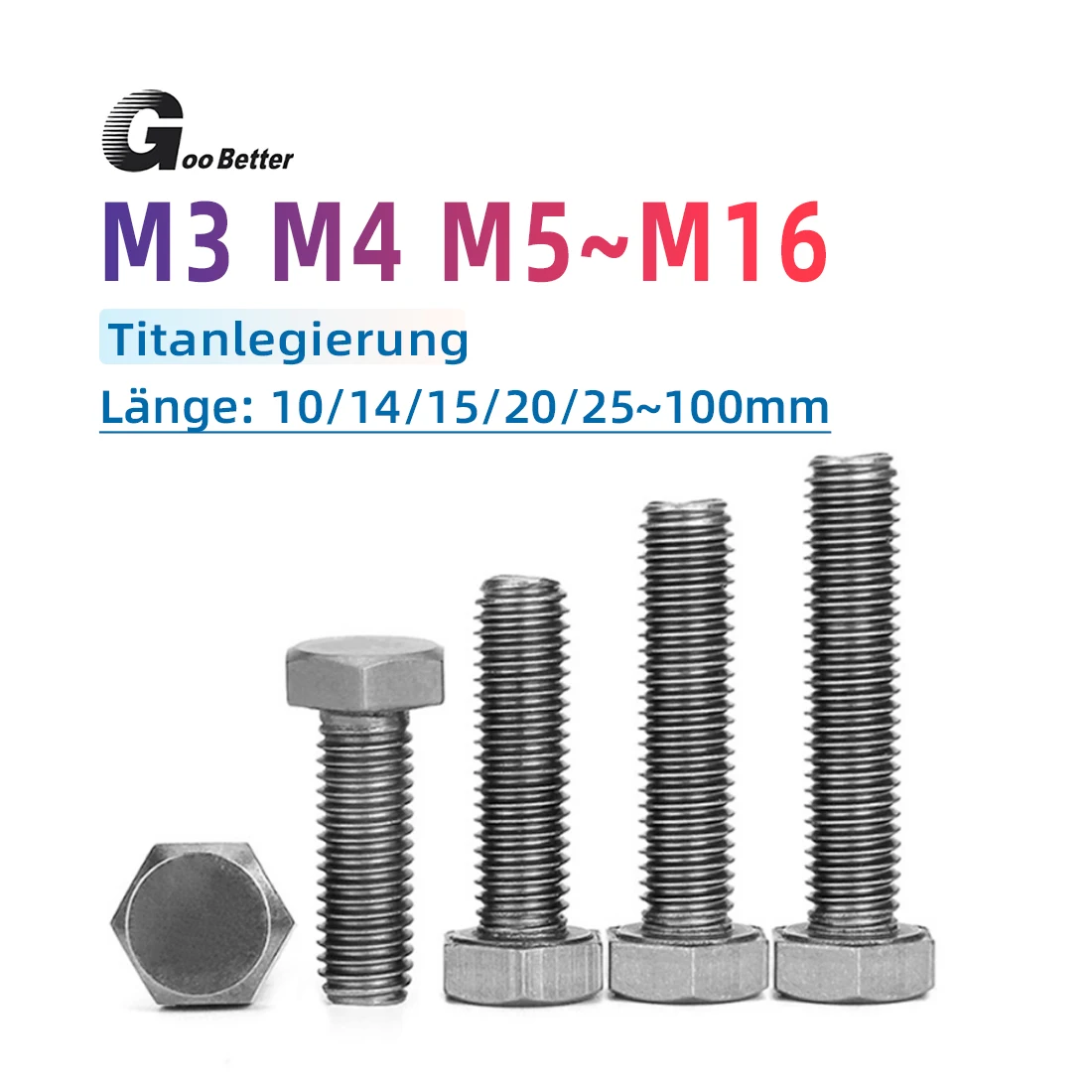 

TC4 Titanium Bolts M3 M4 M5 M6 M8 M10 M12 M14 M16 External Hex Head Screws GR5