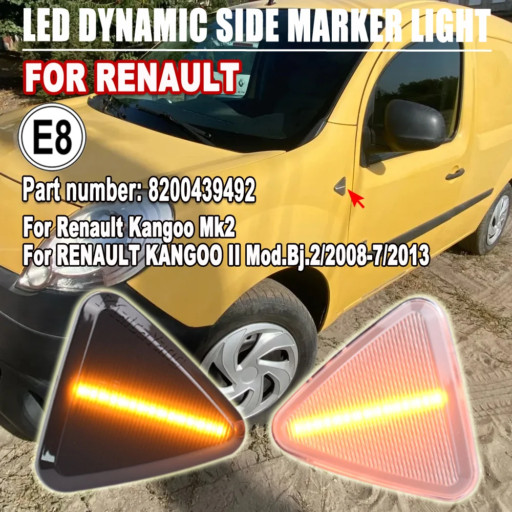 Car Accessories LED Dynamic Side Marker Turn Signal Lights For RENAULT KANGOO II Mod.Bj.2/2008-7/2013