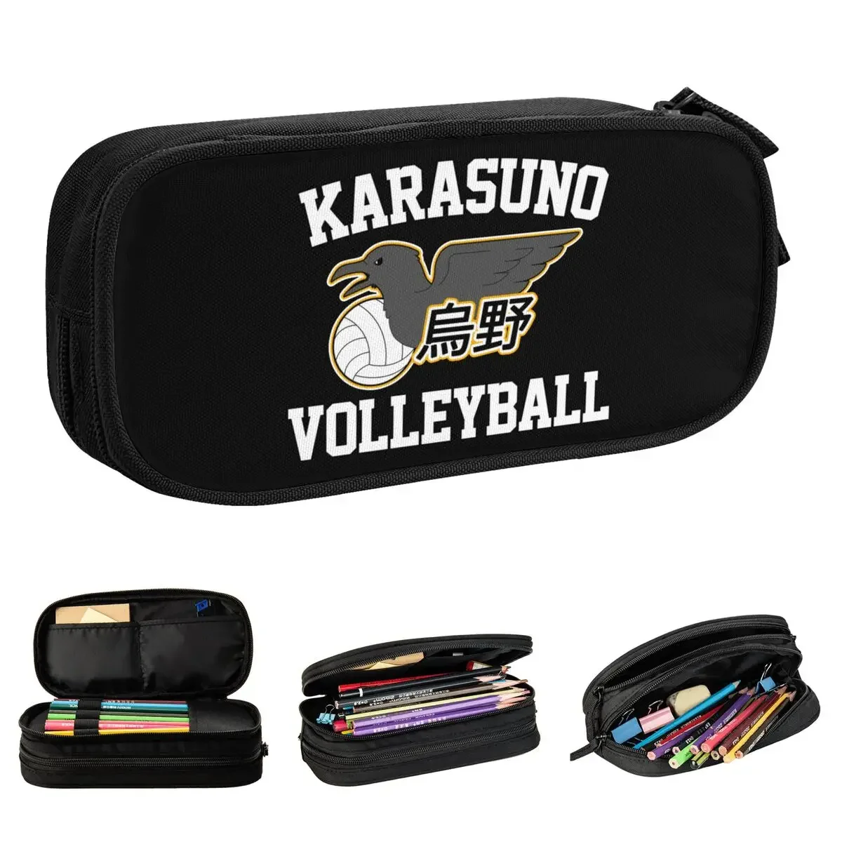 Haikyuus Anime Karasuno Volleyball Manga Pencil Cases Pen Bag Student Large Storage School Supplies Zipper Pencilcases