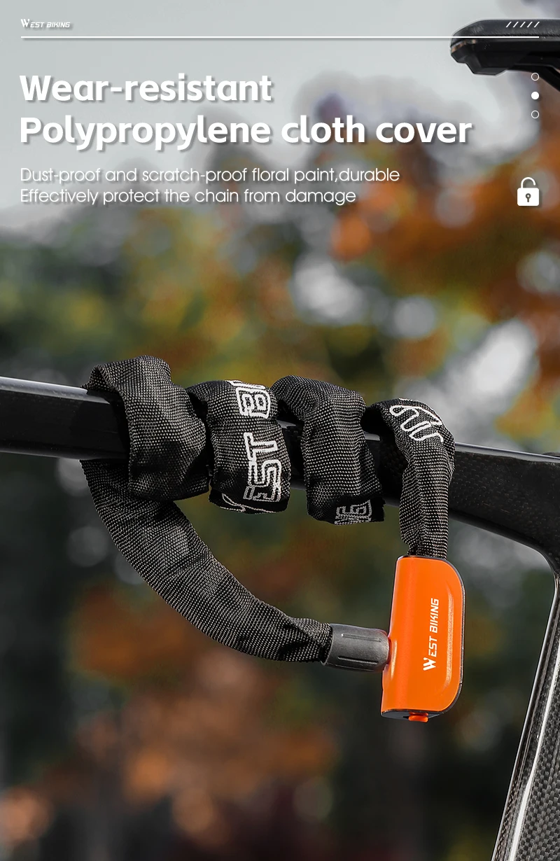 WEST BIKING Fahrradkettenschloss, Zinklegierungskern, One-Touch, schlüssellos, leicht, staubdicht, Abdeckung für MTB, Rennrad, E-Bike, Sicherheitszubehör – Detail 6