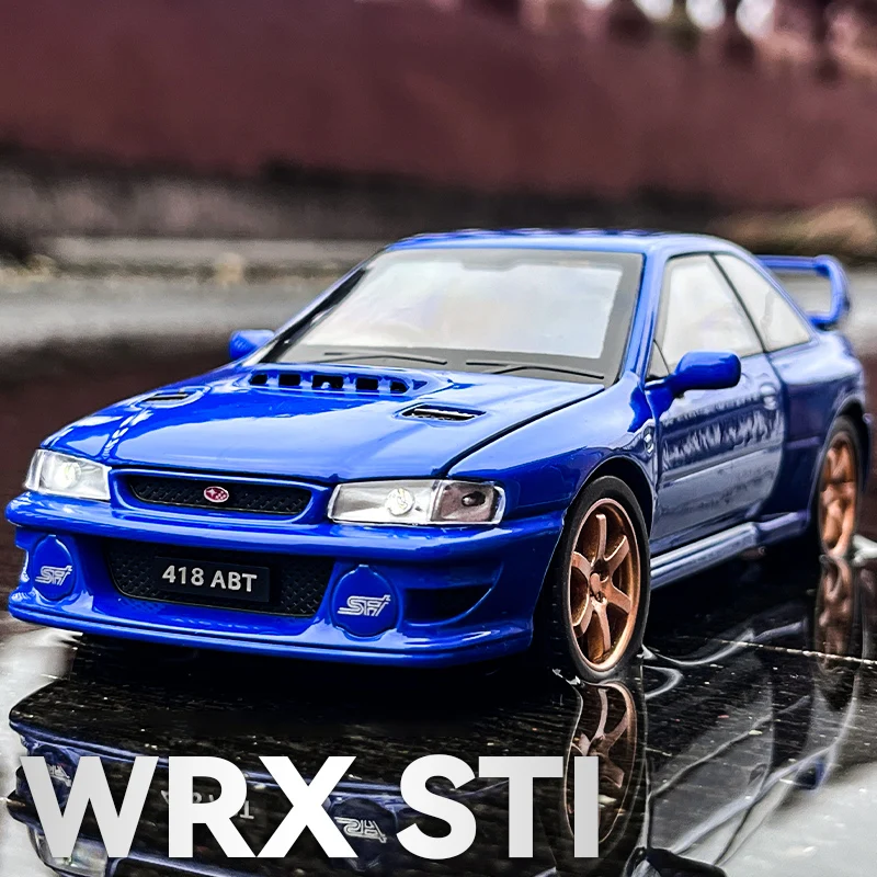 1:32 JDM Subaru Impreza STI WRX coche en miniatura de aleación sonido y luz tirar hacia atrás juguete para niños coleccionables regalo de cumpleaños