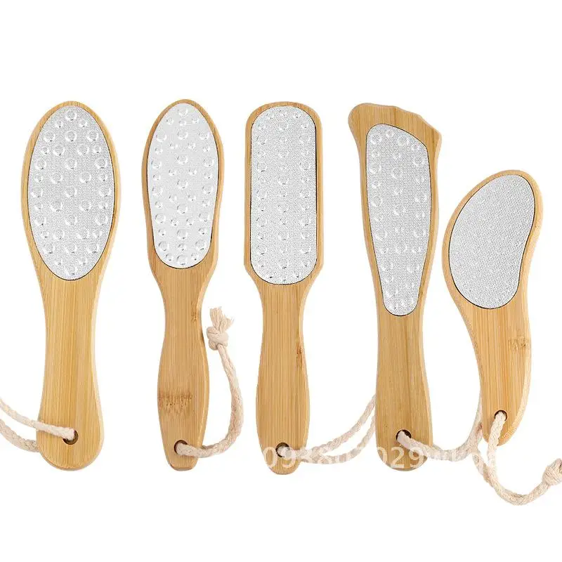 

Бамбуковая доска для утирания ног из нержавеющей стали, инструмент для педикюра для удаления омертвевшей кожи и мозолей, овальные квадратные заостренные стили, доступны