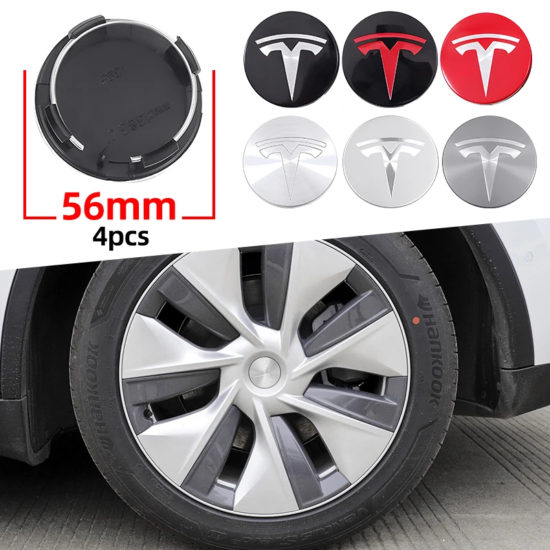 4piece 56mm Car Wheel Center Hub Caps Cover badge For Tesla Model 3 Model Y Model S Model X 2016-2025 Accessories