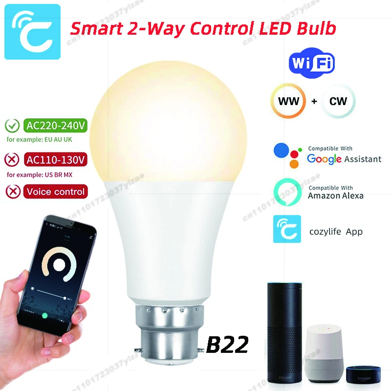 

CozylifeWifi Smart Light Bulb LED RGB LampB22 110V 220V Smart Light Bulbs LedLamps For Google Alexa Alice Voice Control Cold War