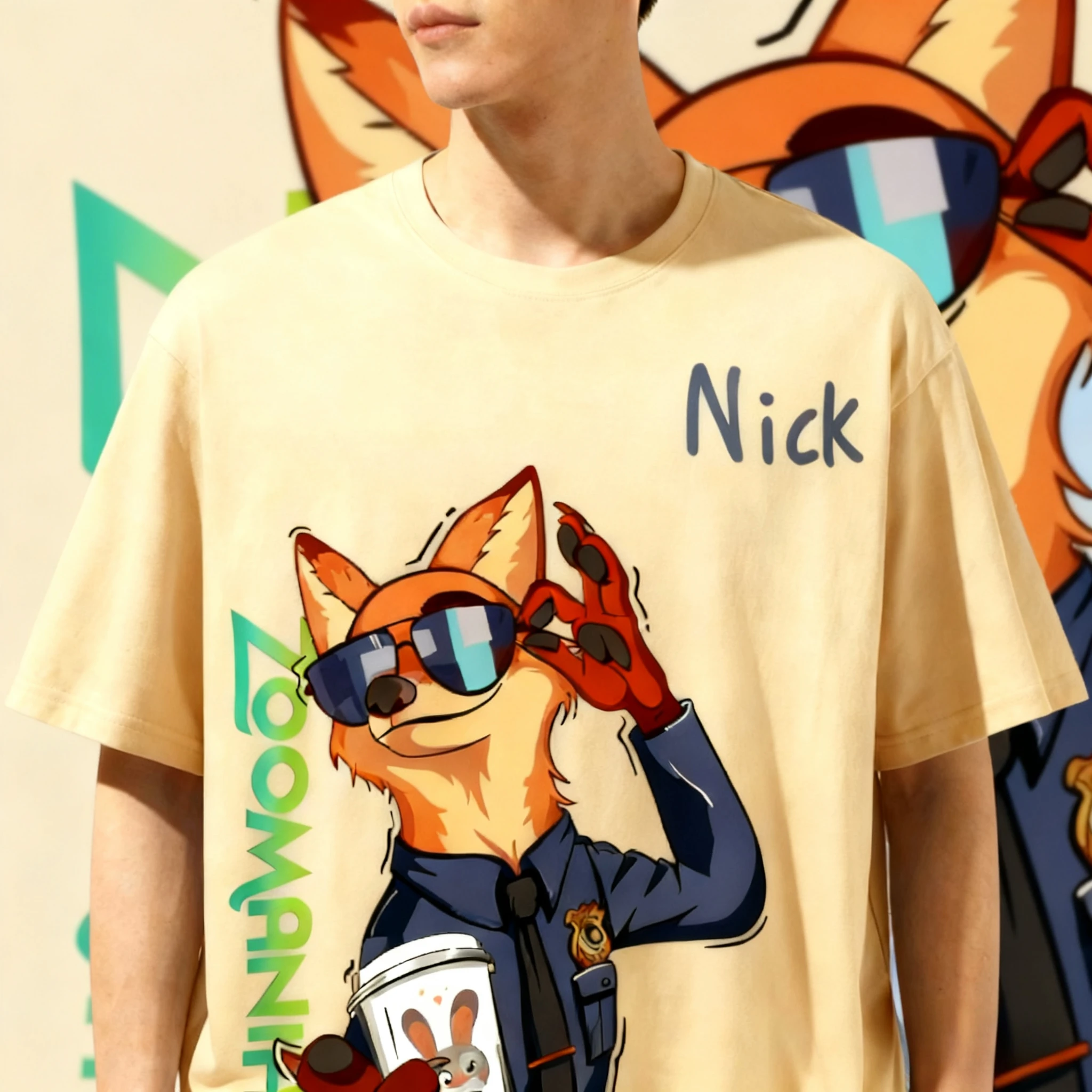 تي شيرت Disney Zootopia مصنوع من القطن الخالص بنسبة 100% كاجوال وعصري ومريح بطبعة نيك #1