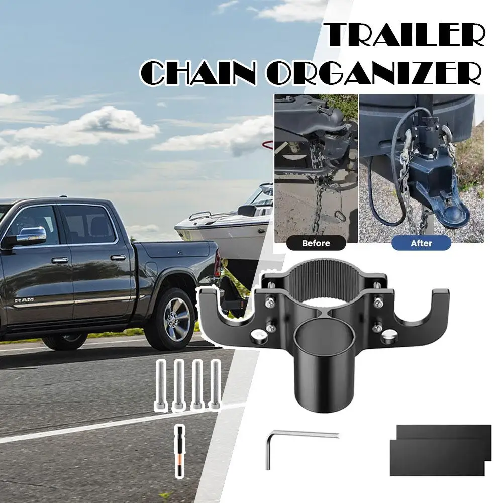 Trailer Chain Organizer With Inverted Plug Design For 7 Way Wiring Harness And Secure Management On RVs Campers Trailers