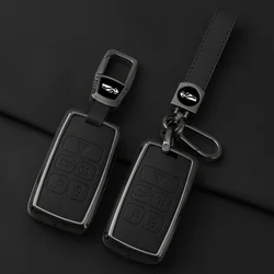 Metal Leather Car Key Case Cover For Land Rover Range Rover Sport Evoque Velar Discovery 5 2018 2019 2020 Key Protector Keychain