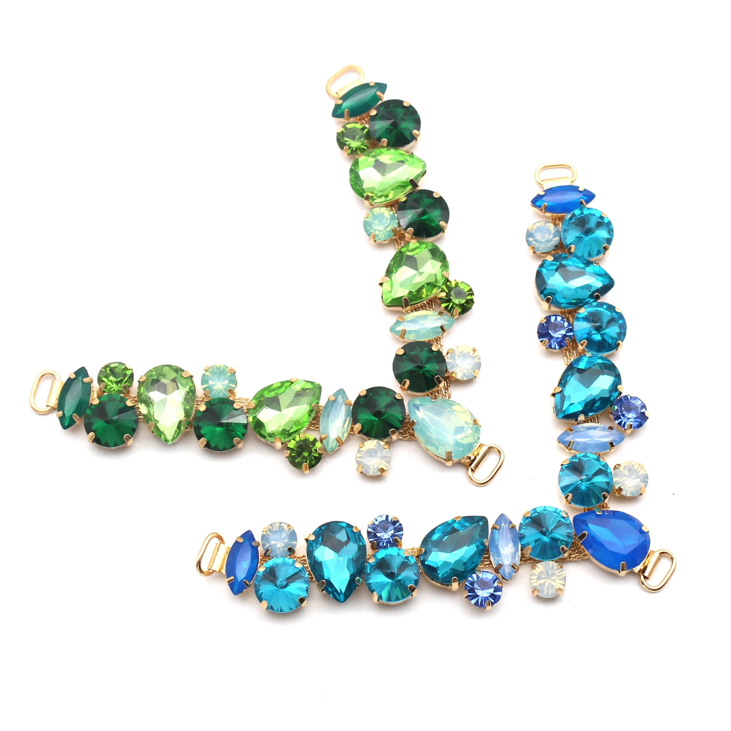 1 Piece of 170mm Multi-Color Crystal Slippers Chain Bikini Buckle Metal DIY Hand Sewn Beach Shoes Flip Flops Decorative Buckle