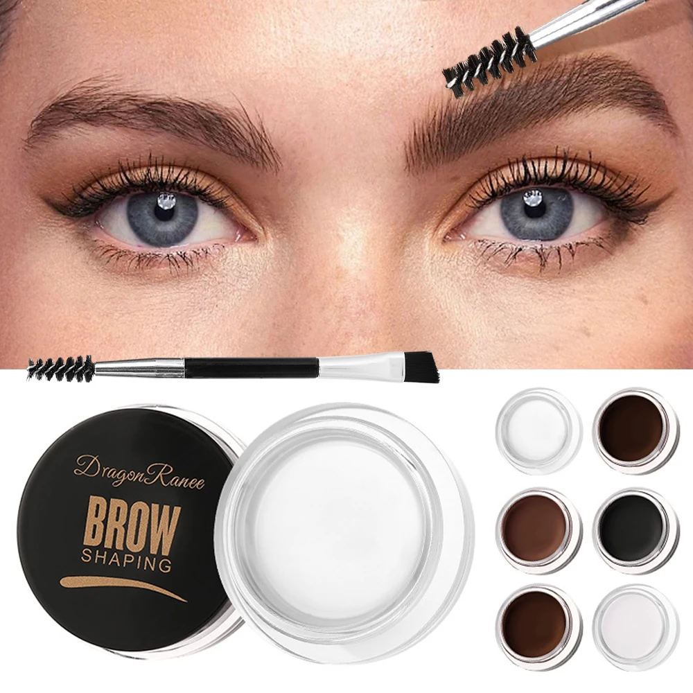 Delineador de ojos en crema para cejas, color negro y marrón, con brochas de maquillaje, resistente al agua, de larga duración, altamente teñido, Gel de estilismo Natural para cejas, cera cosmética