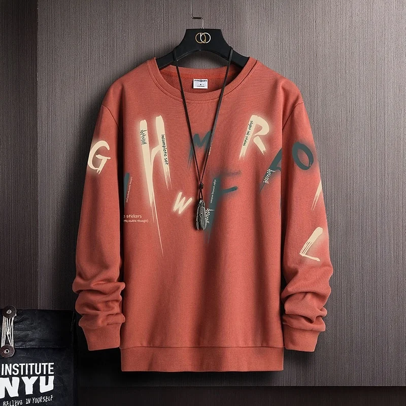 

Модная мужская футболка-базовый слой, свободного кроя, с принтом, круглым вырезом, осенняя, повседневная, от бренда Fashion