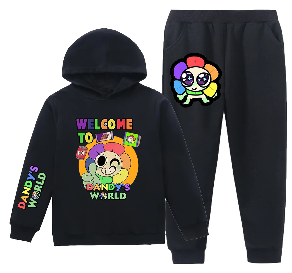 Cartoon Game Dandys World Clothes Kids Dandy's World Hoodie+Jogging Pants 2pcs Sets Boys Autumn Tracksuit Toddler Girls Outfits