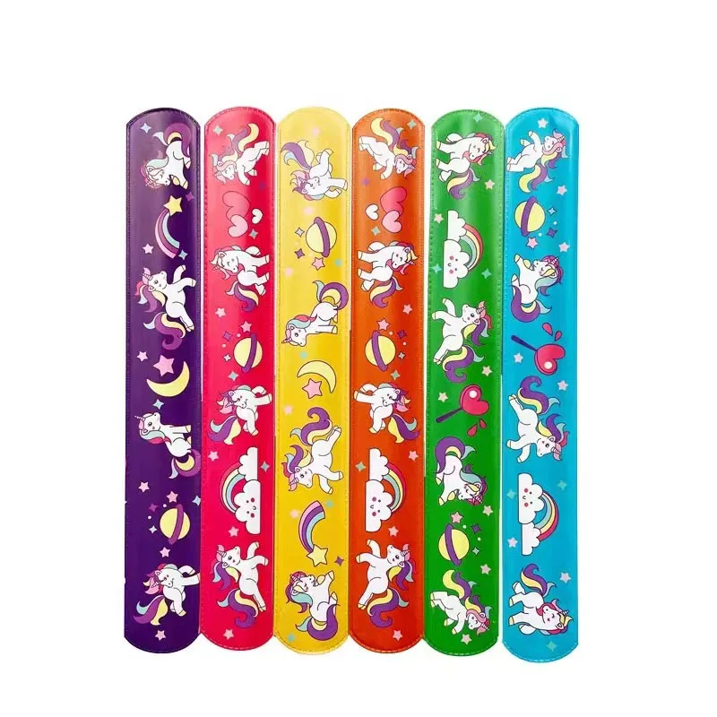 6 قطعة قوس قزح يونيكورن حفلة صفعة أساور بات حلقة أساور صفعة الفرقة ل يونيكورن موضوع حفلة عيد ميلاد لصالح ضيف هدية الحشو