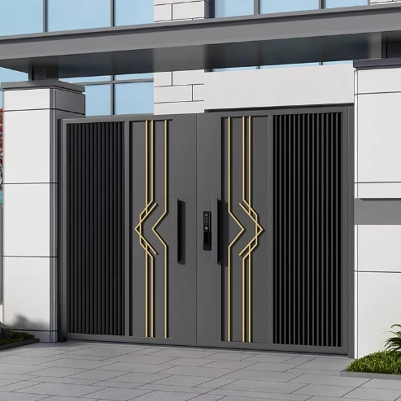 

Автоматические двойные распашные ворота 8 футов, имитация кованого железа, алюминиевые, класса люкс