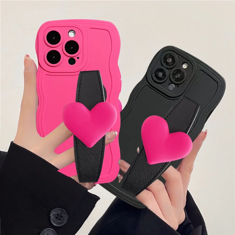 3D Heart Wristband Soft Silicone Case For Xiaomi redmi note  11 pro Cover bags for xiaomi redmi note 10s 10A 10C 12 C Note9 9T