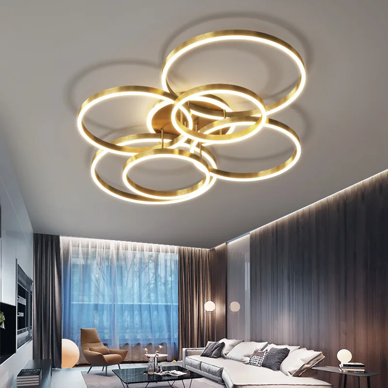 

Modern LED Chandelier Ceiling Light for Living Room Bedroom Ceiling Lamps Indoor Round Rings Foyer Lustre Home Decor Luminaire