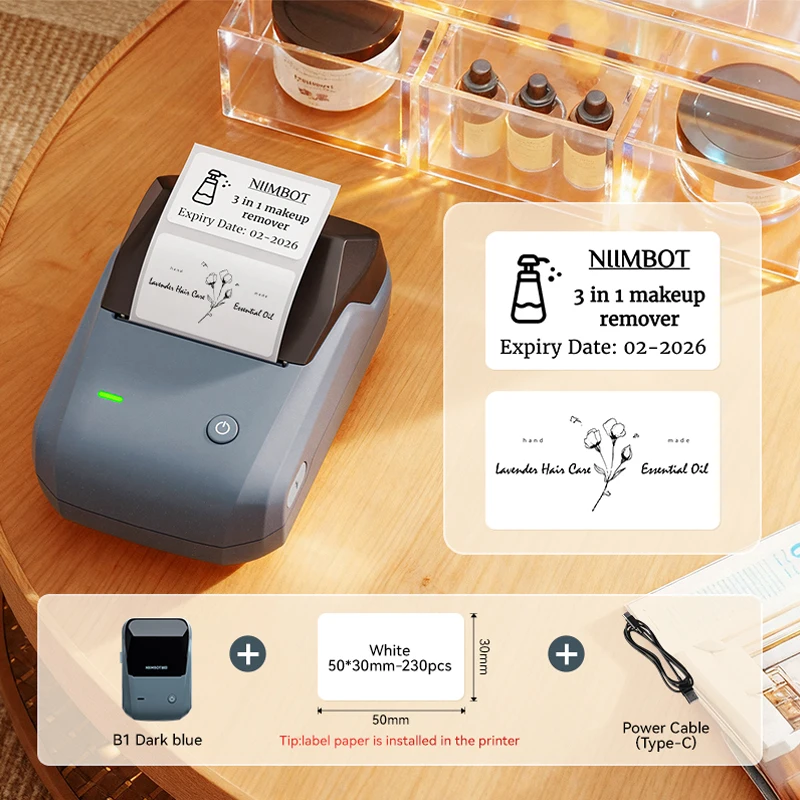 Niimbot B1/B1 PRO Thermische Labelprinter Bluetooth Pocket Label Maker Barcode QR-code Zelfklevende sticker Etiketteermachine - afbeelding 1