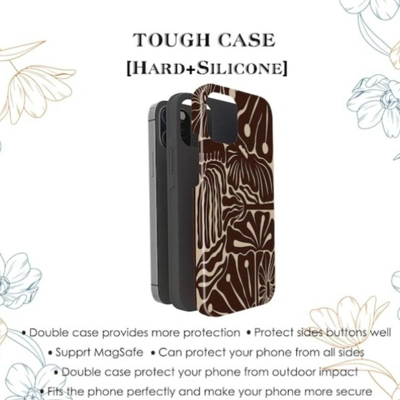 حافظة هاتف مغناطيسية لهاتف آيفون 17 16 15 14 13 12 11 16e Air PRO Plus غطاء مقاوم للصدمات من الأكريليك الصلب على شكل زهور الشوكولاتة #3