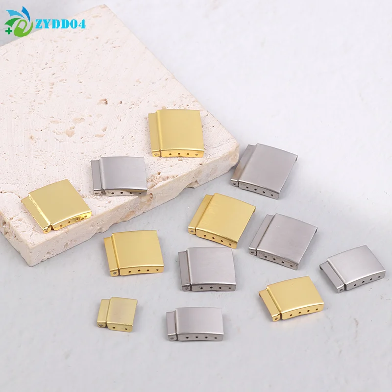 ●1Pc Silvery/Golden 12-22MM Steel Watch Band Bracelet Extender Clasp Extension With Step Strap Accessory For Watch Repair image 2