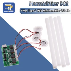 Type-C USB Mini Humidifier DIY Kits Mist Maker Driver Circuit Board 4 Way Fogger Atomization Film Atomizer Sheet Oscillating