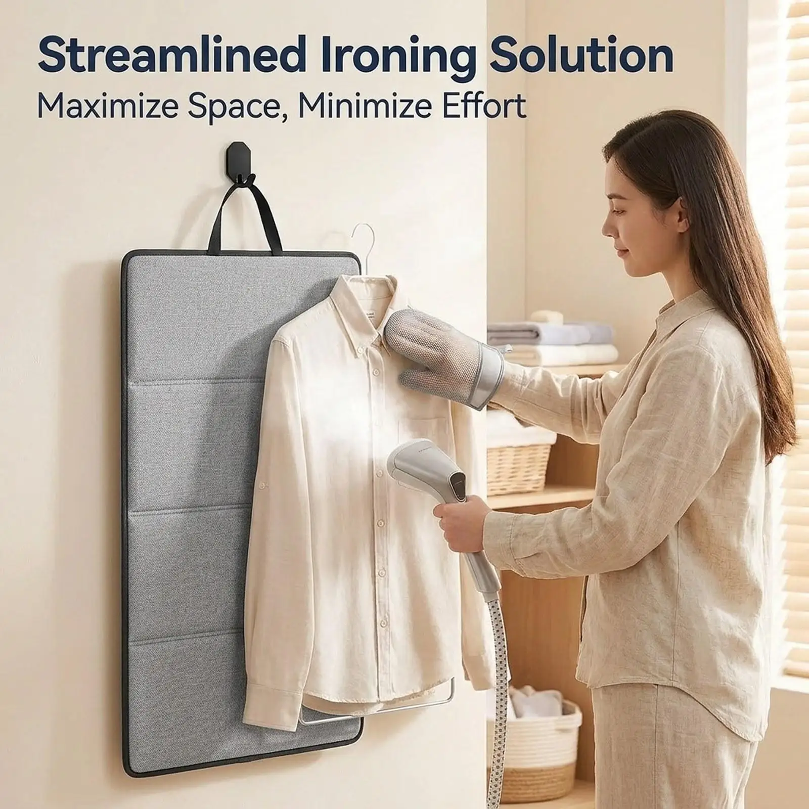 Vertical Standing Handheld Garment Steamer Pad Hanging Ironing Board Compact Foldable Ironing Mat for Home Laundry and Sewing