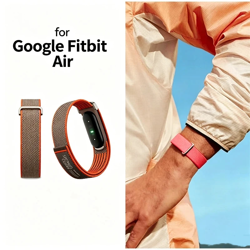 Nylon Watch Band For Google Fitbit Air Breathable Woven Loop Strap Adjustable Hook & Loop Wristband Fitness Tracker & Sports Use