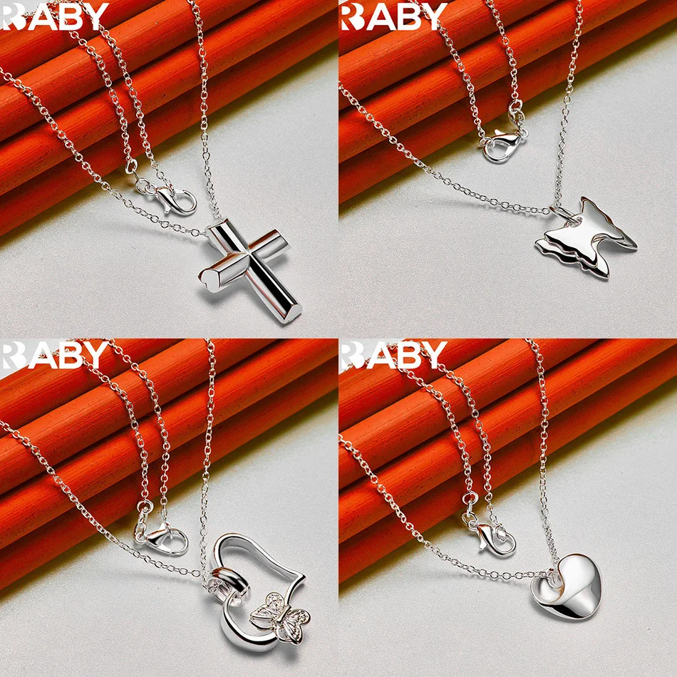 

URBABY 40-75cm 925 Sterling Silver Design Pendant Necklace For Women Men Charm Trend Birthday Gifts Fashion Party