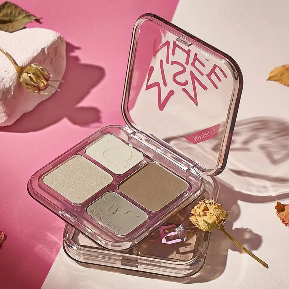 Indossare tutto il giorno Tavolozza di contorni 4 in 1 Copertura opaca Sculture di contorni Evidenziatore per evidenziare il viso Affila bronzer