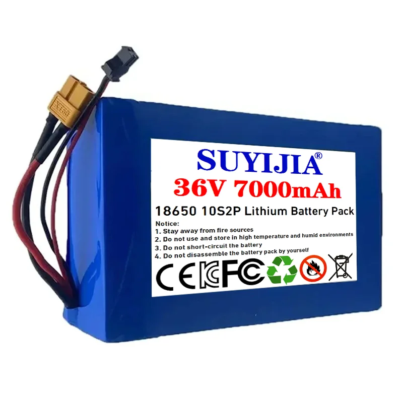 10S2P 36V 7Ah 18650 Lithium Battery Pack 800W 7000mAh 42V Cooter Vehicle Ultra Thin Portable Battery with BMS