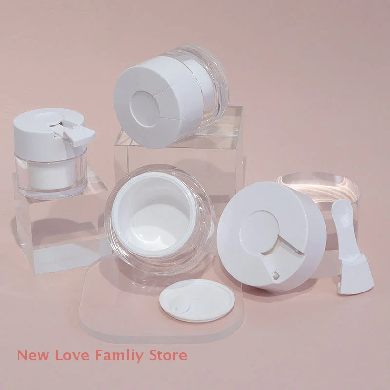 

/1pcs Plastic Cream Jar With White Liner Cream /Lotion Bottle Cosmetic Container Refillable Bottles With Spoon