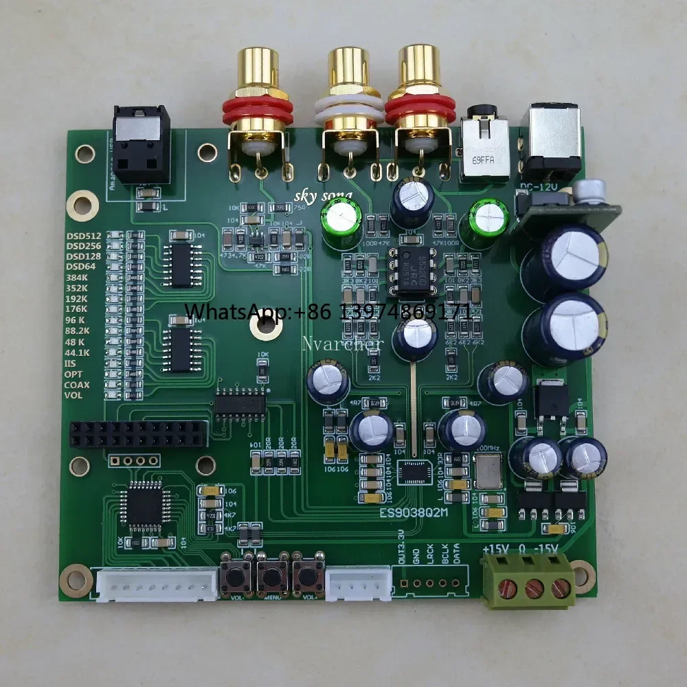 Nvarcher ES9038Q2m Decoder Coaxial Fiber USB input I2S IIS SPDIF Digital Audio DAC  Board With Screen 32bit 384k DSD256