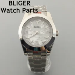 BLIGER 36mm 39mm Polished Automatic Men Watch Oyster Bracelet NH35A MIYOTA 8215 PT5000 Movement  Green Luminous Dial