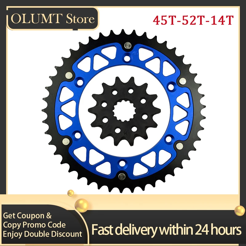Road Passion 520 Rear Sprocket 45T-52T For YAMAHA WR450F YZ450F YZ250 YZ400F WR400F WR426F Motorcycle Front & Rear Sprocket Kit