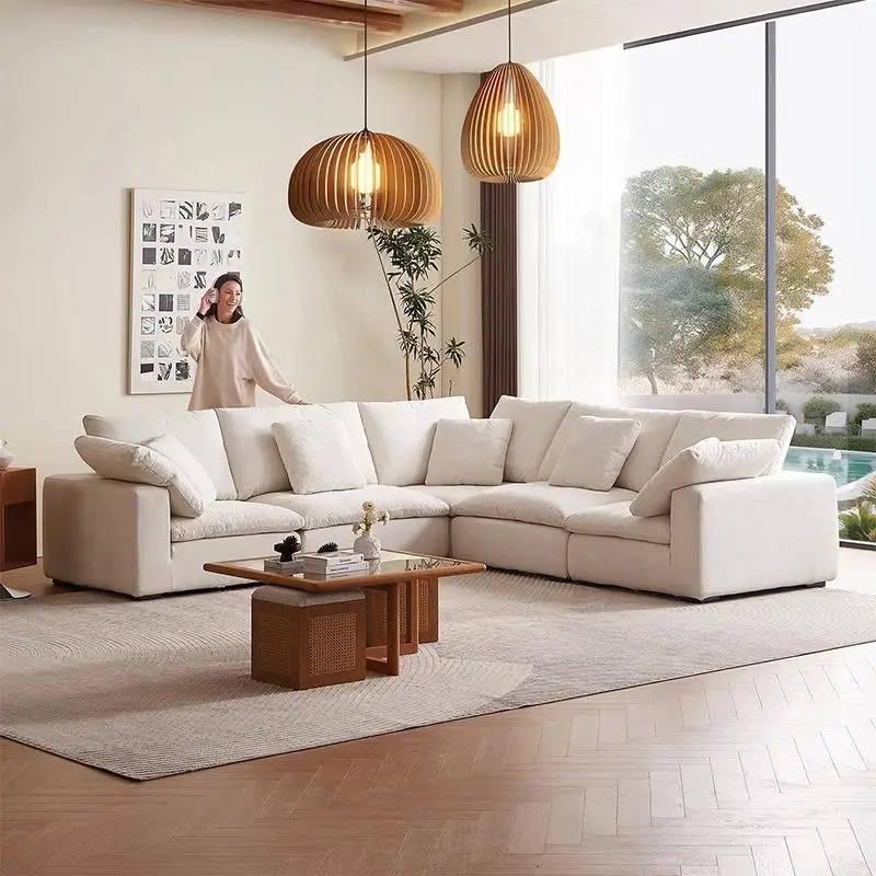 #Premium Modular Sectional Sofa Set Modern Cream Style Minimalist Large Corner Couch Removable Washable For Hotel Living Room