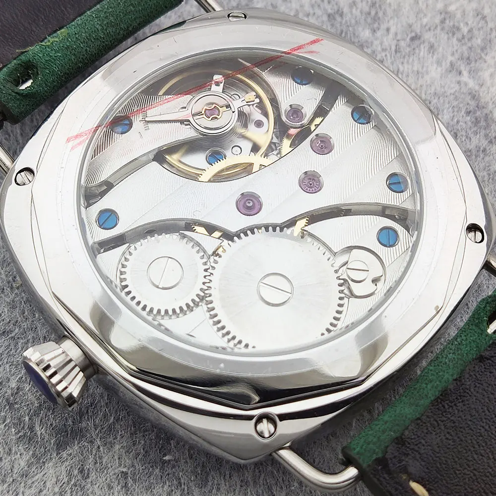 46 mm Vintage-Herrenuhr ST3600, manuelles mechanisches Uhrwerk, Lederarmband, gehärtetes Mineralglas, ST3600, individuelle Uhr