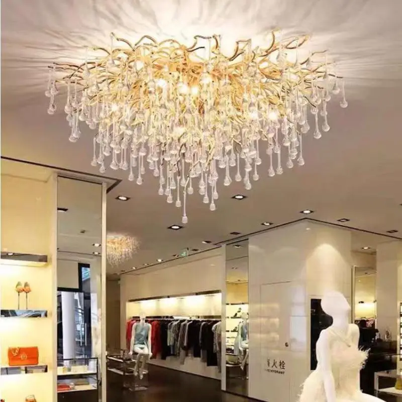 

Luxury Clear Crystal Led Ceiling Chandelier Lights Gold For Living Room Dining Room Bedroom Kitchen Branch Ceiling Chandeliers