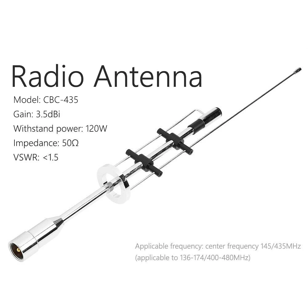 /Dual /Band /145 435MHz Car Radio Antenna 3.5dBi Gain Stainless Steel Mobile Receiver For UHF VHF Two Way Radio Communication To
