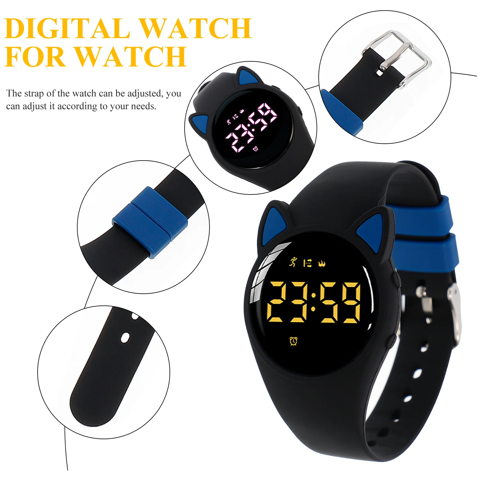 Kids Waterproof Watch Adjustable Digital Led Timepiece For Children Luminous Electronic Watch Outdoor Sports Gift