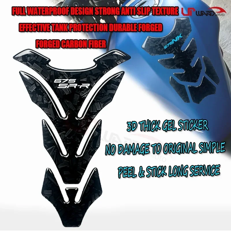 Motorcycle Forged Carbon Fiber Fuel Tank Pad Protector Decal Sticker Fit For 675NK 25-26 675SSR 24-26 675SR-R 24-26 Motorcycle