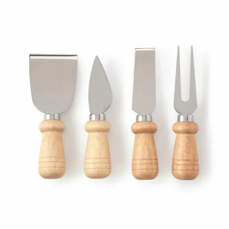 4pcs/6pcs Oak Cheese Knife Set Cheese Knife and Butter Knife Kraft Paper Box Packaging Cheese Tools Suit