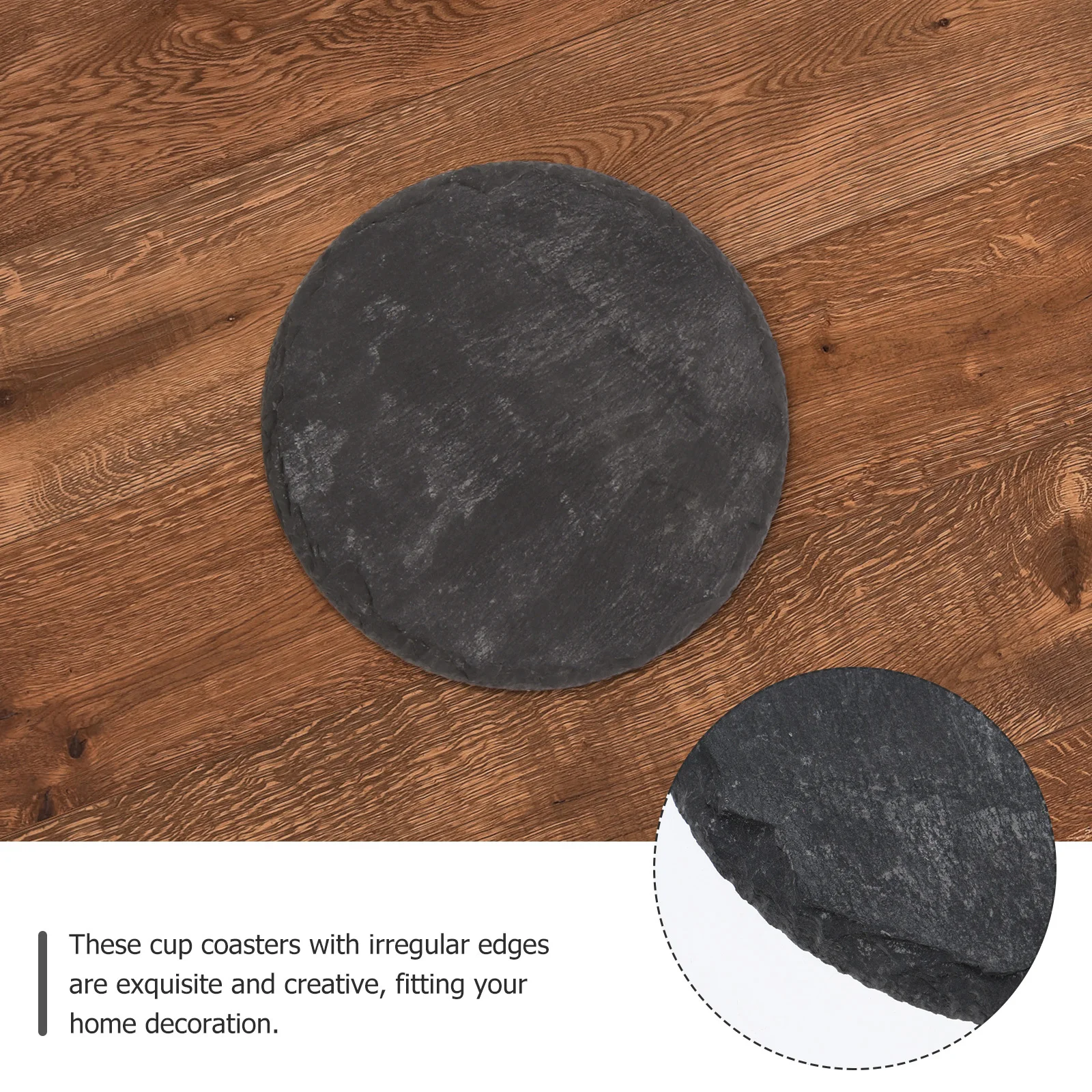 

2Pcs Black Natural Stone Cup Coasters Round Irregular Edge Heat Resistant Non Slip Coaster for Kitchen Home Drink