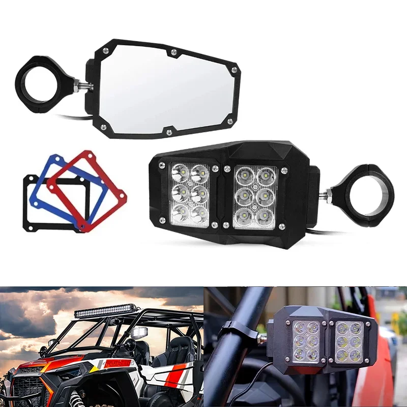UTV Rear View Side Mirrors with LED Light for Polaris RZR XP 1000 for Yamaha Rhino for Honda Pioneer Talon Teryx 1.75''/2'' Bar