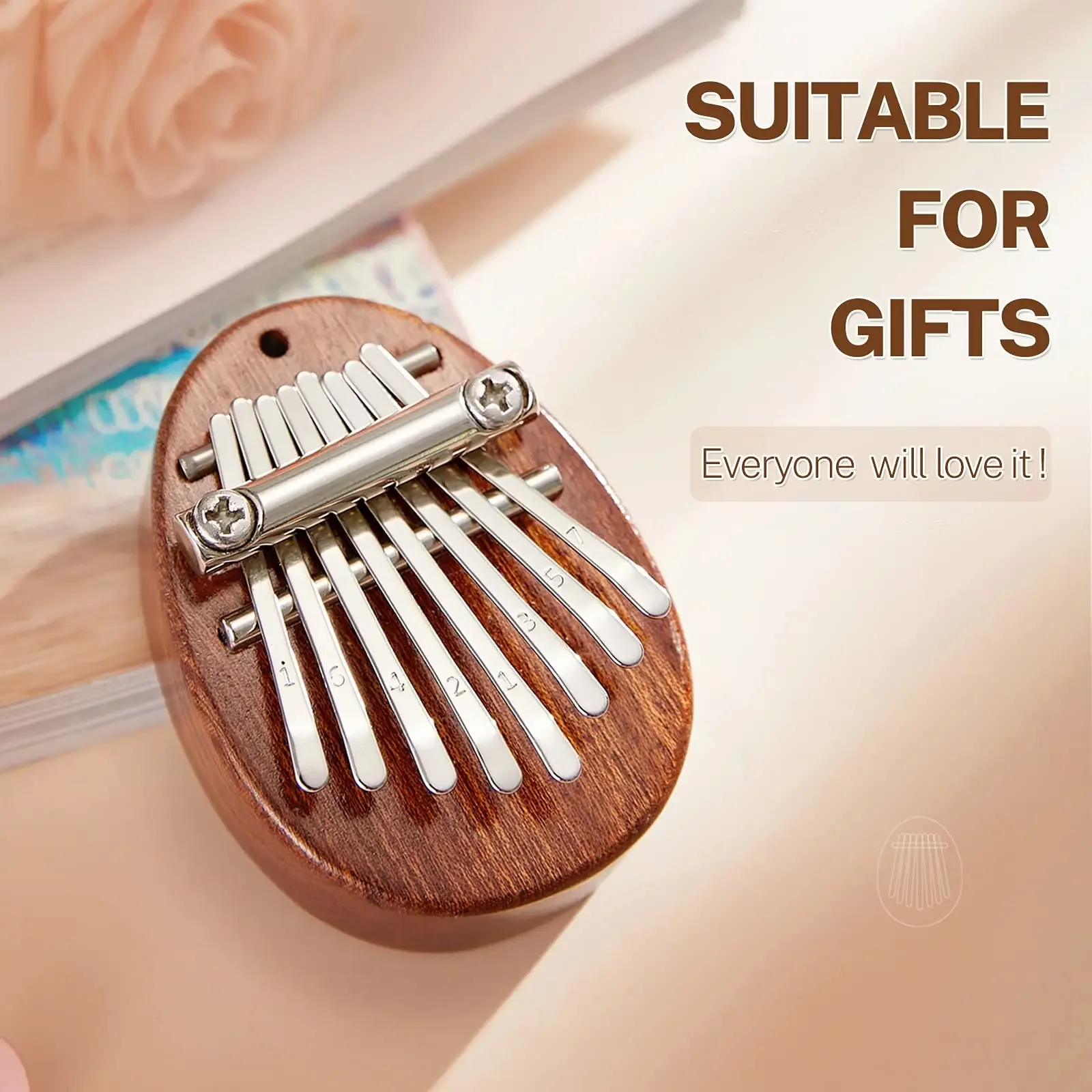 Mini Kalimba 8 Key Thumb Piano 1 Pack Water Drop Style Cute Instrument Portable Exquisite Gift Set for Kids image 3