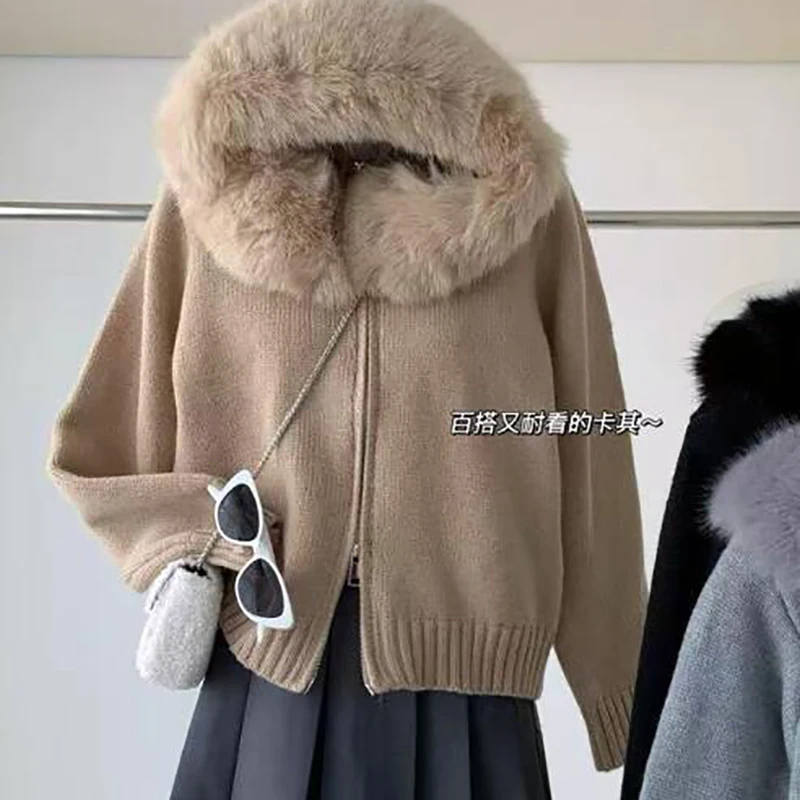 

New Autumn Winter Fashion Women Sweater Jackets For Women Fleece Hoodies Coat Women Zipper Patchwork Jacket Red Cardigan